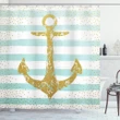 Marine Golden Anchor Shower Curtain Shower Curtain