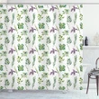 Watercolor Style Foliage Shower Curtain Shower Curtain