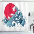 Wave Illustration Shower Curtain Shower Curtain