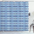 Psychedelic Batik Blue Shower Curtain Shower Curtain