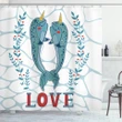 Whales In Love Design Shower Curtain Shower Curtain
