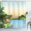 Palms Crocodiles Humor Shower Curtain Shower Curtain