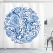 Paisley Circle In Blue Shower Curtain Shower Curtain