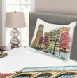 Cityscape Grunge Art Printed Bedspread Set Home Decor