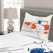 Woman Sketch In Polka Printed Bedspread Set Home Decor