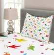 Heart Branches Colorful Birds Pattern Printed Bedspread Set Home Decor
