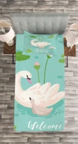 Baby Swan Welcoming Pattern Printed Bedspread Set Home Decor