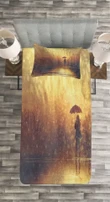 Woman Under The Rain Pattern Printed Bedspread Set Home Decor