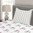 Penny Farthing Hearts Pattern Printed Bedspread Set Home Decor
