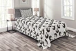 White And Black Aquatic Bird Pattern Printed Bedspread Set Home Decor