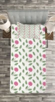 Modern Style Pink Blossoms Pattern Printed Bedspread Set Home Decor