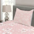 Pink Owls Birds Floral Pattern Printed Bedspread Set Home Decor