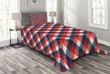 Houndstooth Stripes Overlap Pattern Printed Bedspread Set Home Decor
