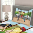 Pilot And Hostess Cartoon Pattern Printed Bedspread Set Home Decor