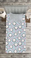 Cartoon Whales Hearts Pattern Printed Bedspread Set Home Decor