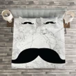 Mustache Motif Retro Pattern Printed Bedspread Set Home Decor