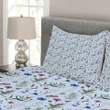 Spring Floral Motifs Printed Bedspread Set Home Decor