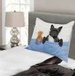French Bulldog With Bear Pattern Printed Bedspread Set Home Decor