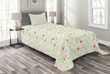 Curvy Stems Petals Bloom Printed Bedspread Set Home Decor