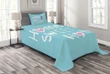 Graphic House And Chimney Printed Bedspread Set Home Decor