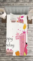 First Birthday Cake Pattern Printed Bedspread Set Home Decor
