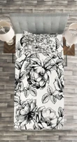 Hand Drawn Rose Petals Pattern Printed Bedspread Set Home Decor