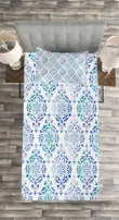 Moroccan Element Blue Pattern Printed Bedspread Set Home Decor