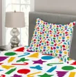 Colorful Yuletide Shapes Pattern Printed Bedspread Set Home Decor