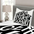 Family House Black Pattern Printed Bedspread Set Home Decor