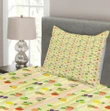Apple Plum Pear Waves Printed Bedspread Set Home Decor