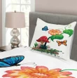 Flowering Plant Butterfly Printed Bedspread Set Home Decor