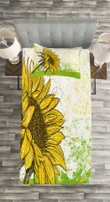 Floral With Sunflowers Printed Bedspread Set Home Decor