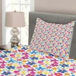 Funny Spring Cartoon Flowers Pattern Printed Bedspread Set Home Decor