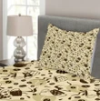 Brown Coffee Cups Pattern Printed Bedspread Set Home Decor