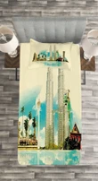 East Kuala City Palms Pattern Printed Bedspread Set Home Decor