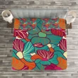 Flourish Foliage Petals Pattern Printed Bedspread Set Home Decor