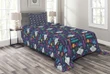 Exotic Aquatic Cartoon Colorful Pattern Printed Bedspread Set Home Decor