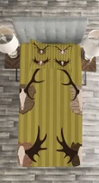 Deer Mous Horns Trophy Pattern Printed Bedspread Set Home Decor