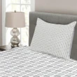 Geometric Squares Grid Pattern Printed Bedspread Set Home Decor