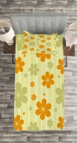 Retro Graphic Flowers Pattern Printed Bedspread Set Home Decor