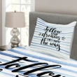 Calligraphy On Stripe Printed Bedspread Set Home Decor