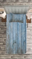 Grungy Painted Wooden Fence Pattern Printed Bedspread Set Home Decor