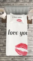 Red Kiss Lipstick Pattern Printed Bedspread Set Home Decor