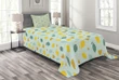 Scribbled Lemon Design Pattern Printed Bedspread Set Home Decor