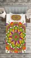 Vibrant Floral Mandala Pattern Printed Bedspread Set Home Decor