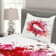 Smiling Woman Lips Effects Printed Bedspread Set Home Decor