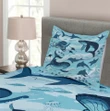 Dolphins Octopus Starfish Printed Bedspread Set Home Decor