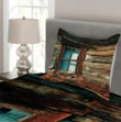 Wooden Pattern Window Pattern Printed Bedspread Set Home Decor