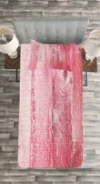 Distressed Wood Pink Pattern Printed Bedspread Set Home Decor