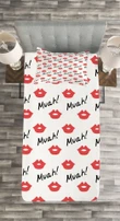 Red Woman Lips Romance Pattern Printed Bedspread Set Home Decor